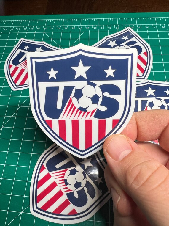 USMNT Old Soccer Shield/Crest – Laminated Vinyl Sticker – 3″x3″ USA