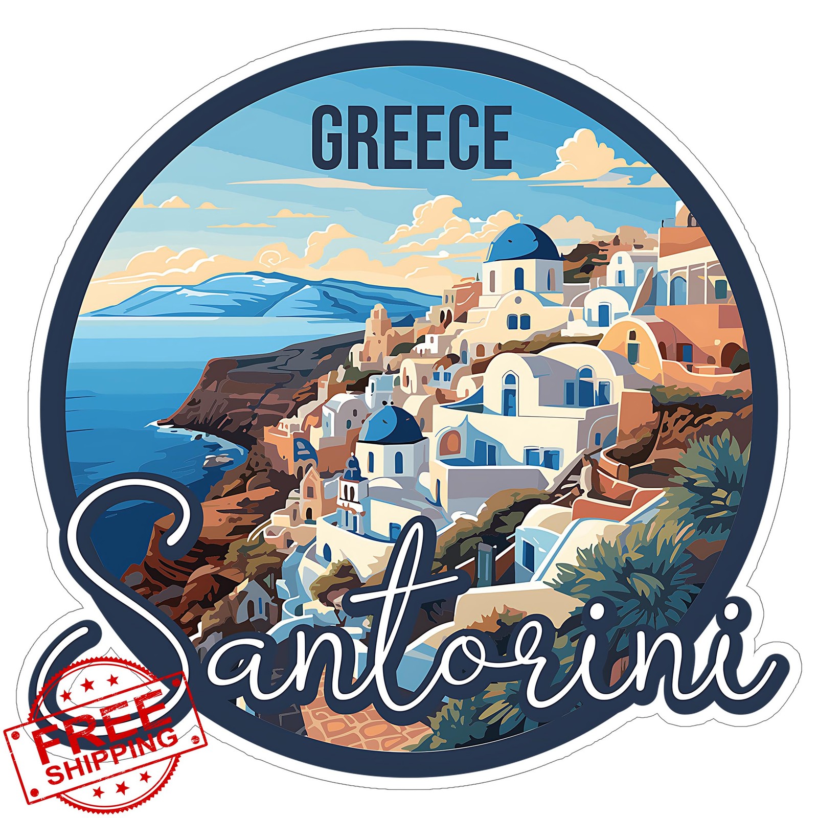 No Thorns Media Santorini Greece Sticker 4 Inch Travel