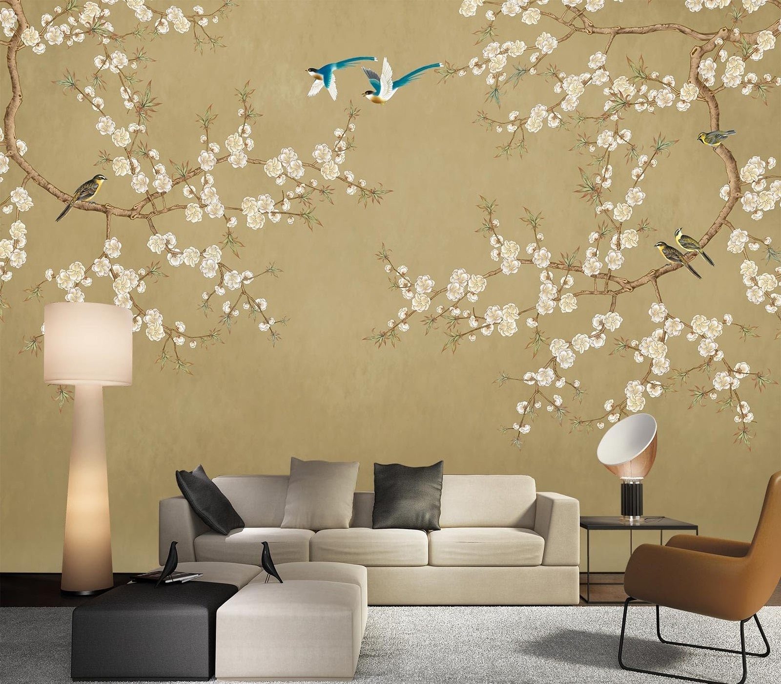 Eierme-Beautiful Background China Art. Flower with Bird Mural Wallpaper Peel …