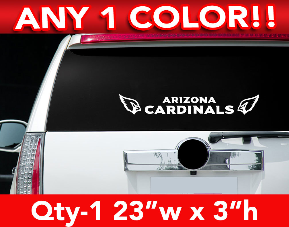 ARIZONA CARDINALS REAR BANNER DECAL STICKER 23″w x 3″h ANY 1 COLOR