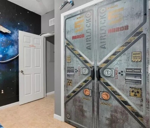Spacecraft Airlock Double Door Decals, Laminated Sticker Wraps. Set of 2 pcs