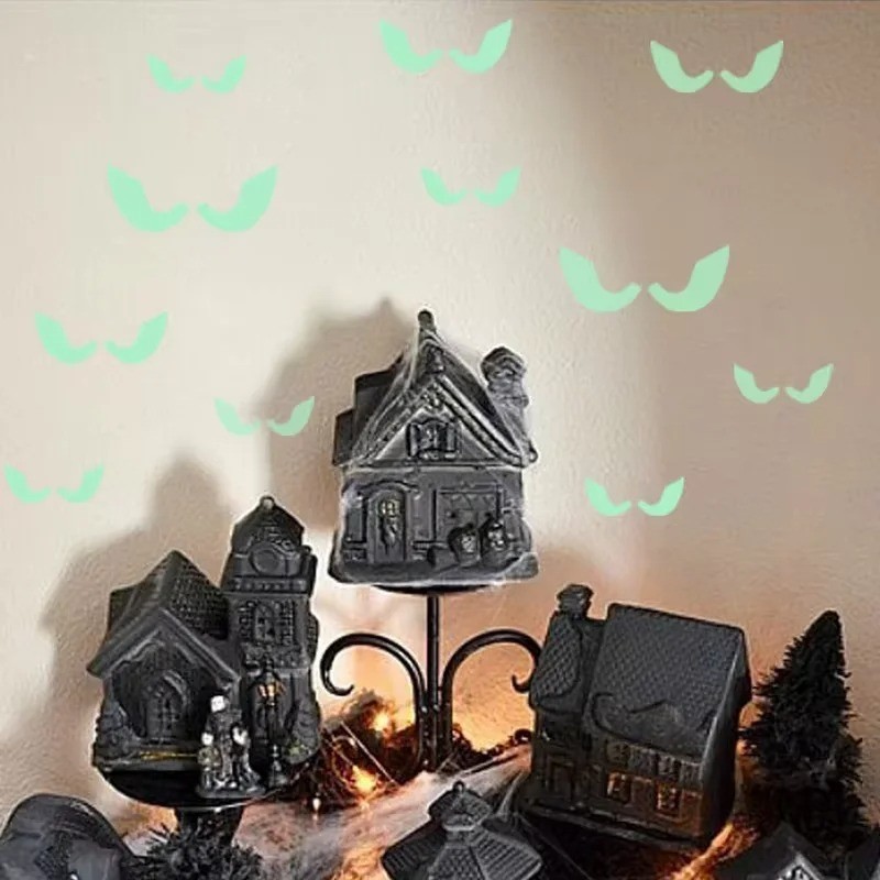 Halloween Peeping Eyes Night Light Wall Stickers Glow in Dark Ghost Décor