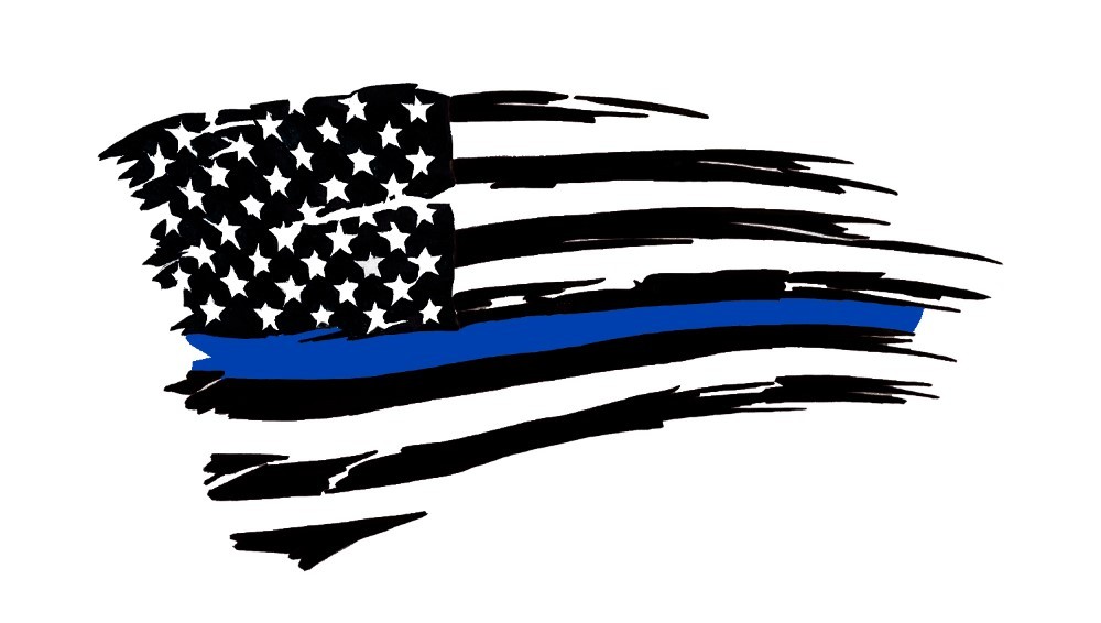 Decal Vinyl Sticker Tattered USA Flag – Blue Line Made in USA