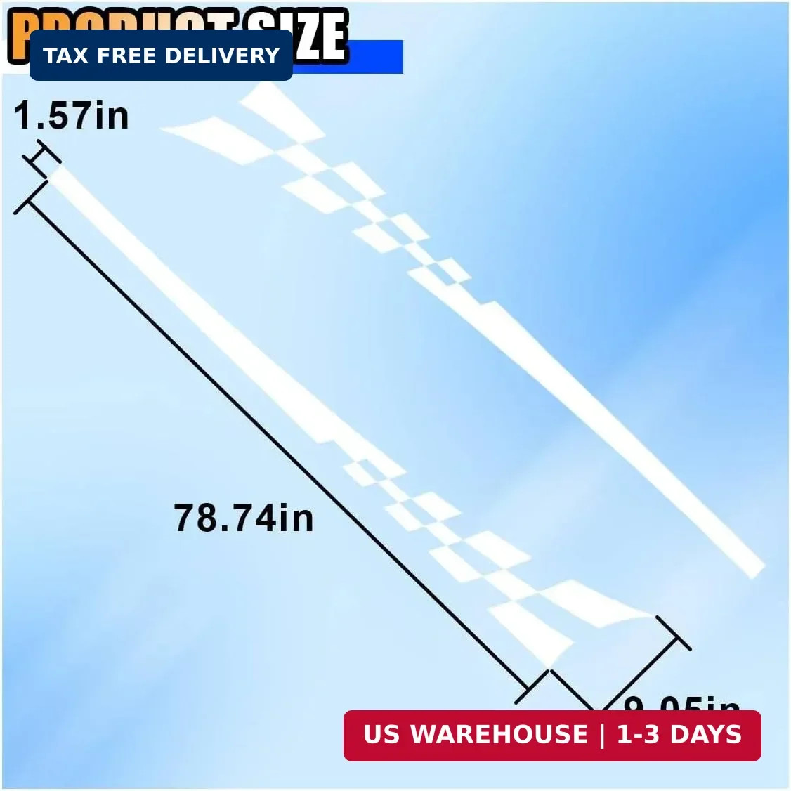 2PCS 78″ Car Body Door Side Waistline Sticker Decals, Sports Racing Stripe Decal
