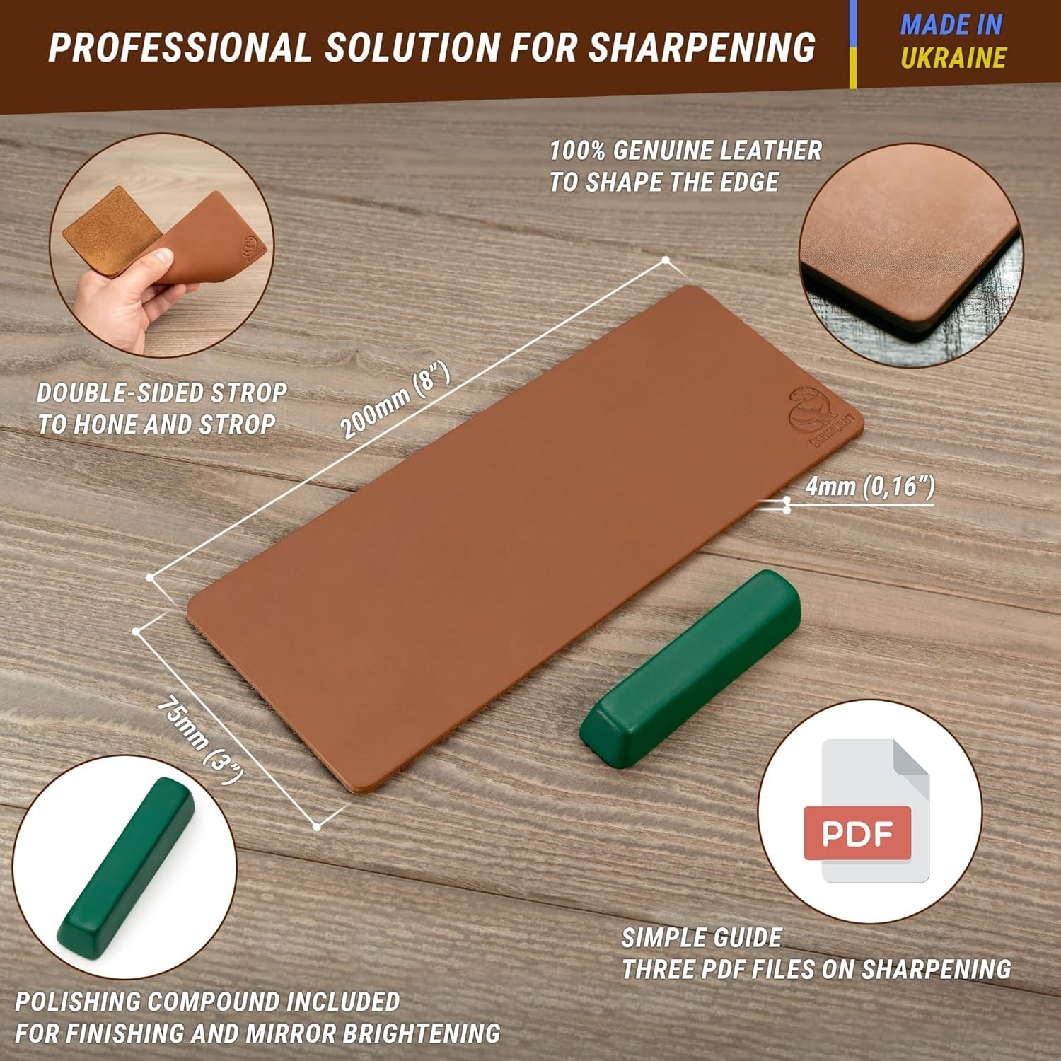 Beavercraft Stropping Leather Strop for Knife Sharpening Strop LS2P1 – Knife Str