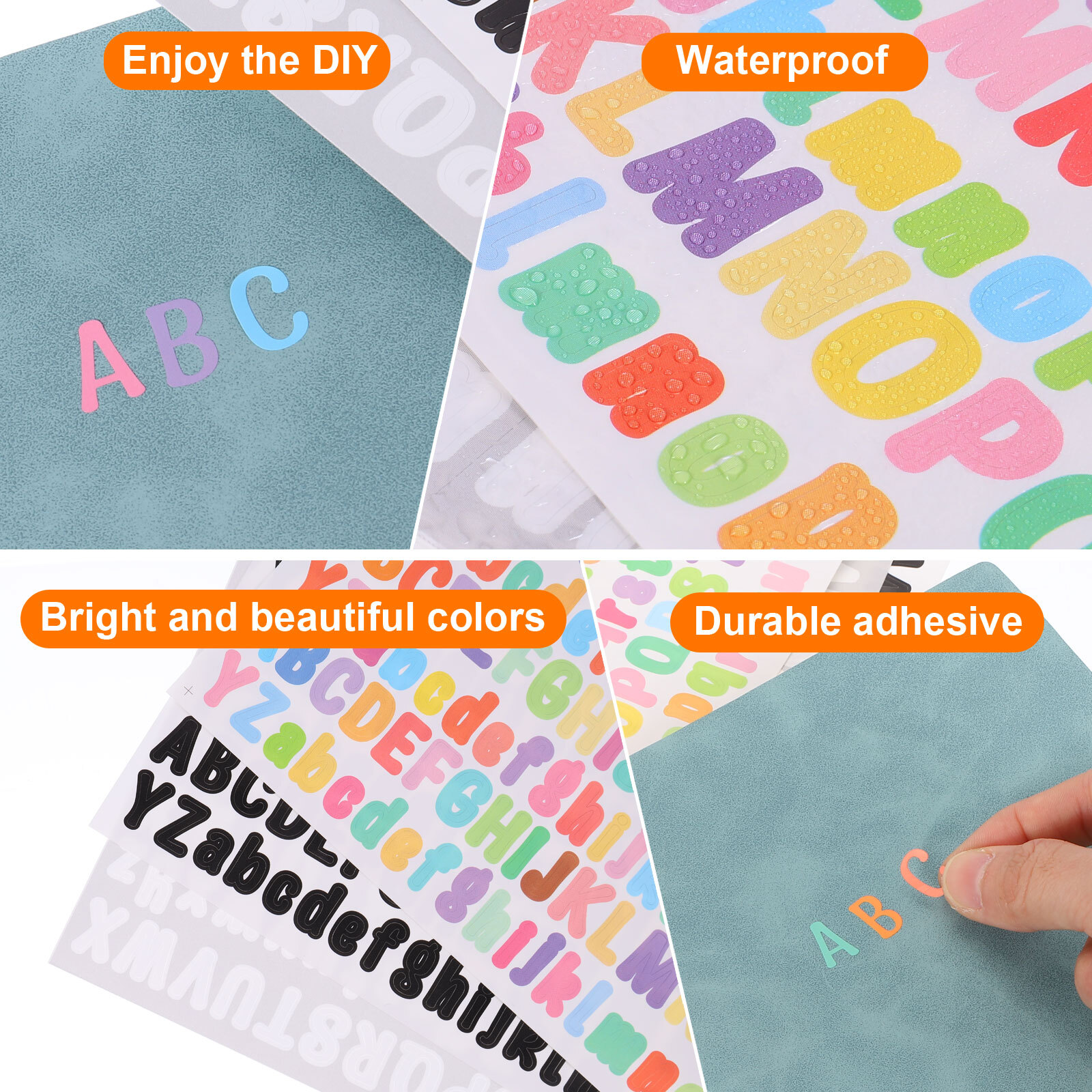 12 Sheets Letter Stickers, 2500Pcs 1/2″ Vinyl Letters, Black