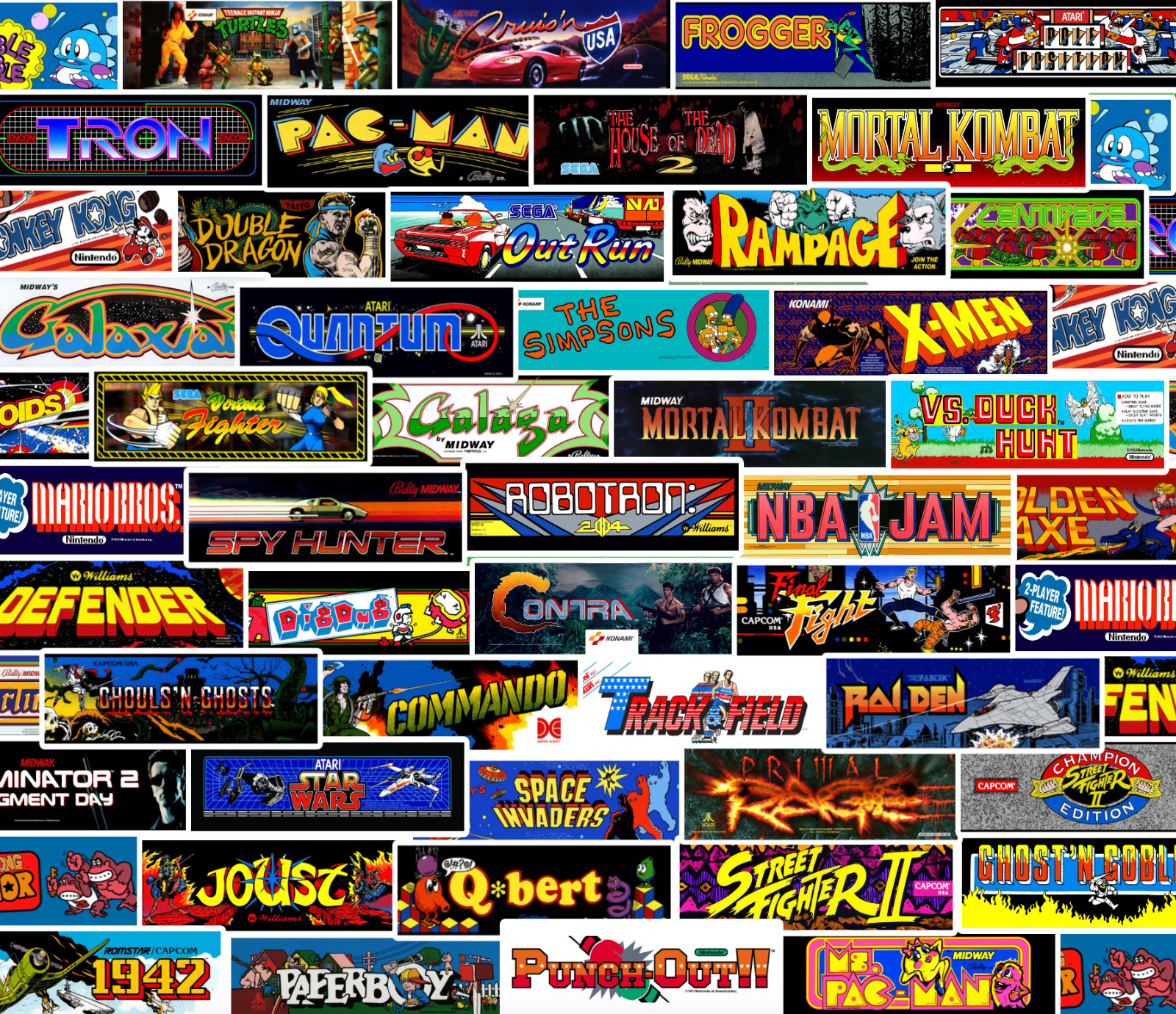 25/50 Arcade Game Art Sticker Pack – Waterproof Vinyl – Pac-Man Galaga Kombat