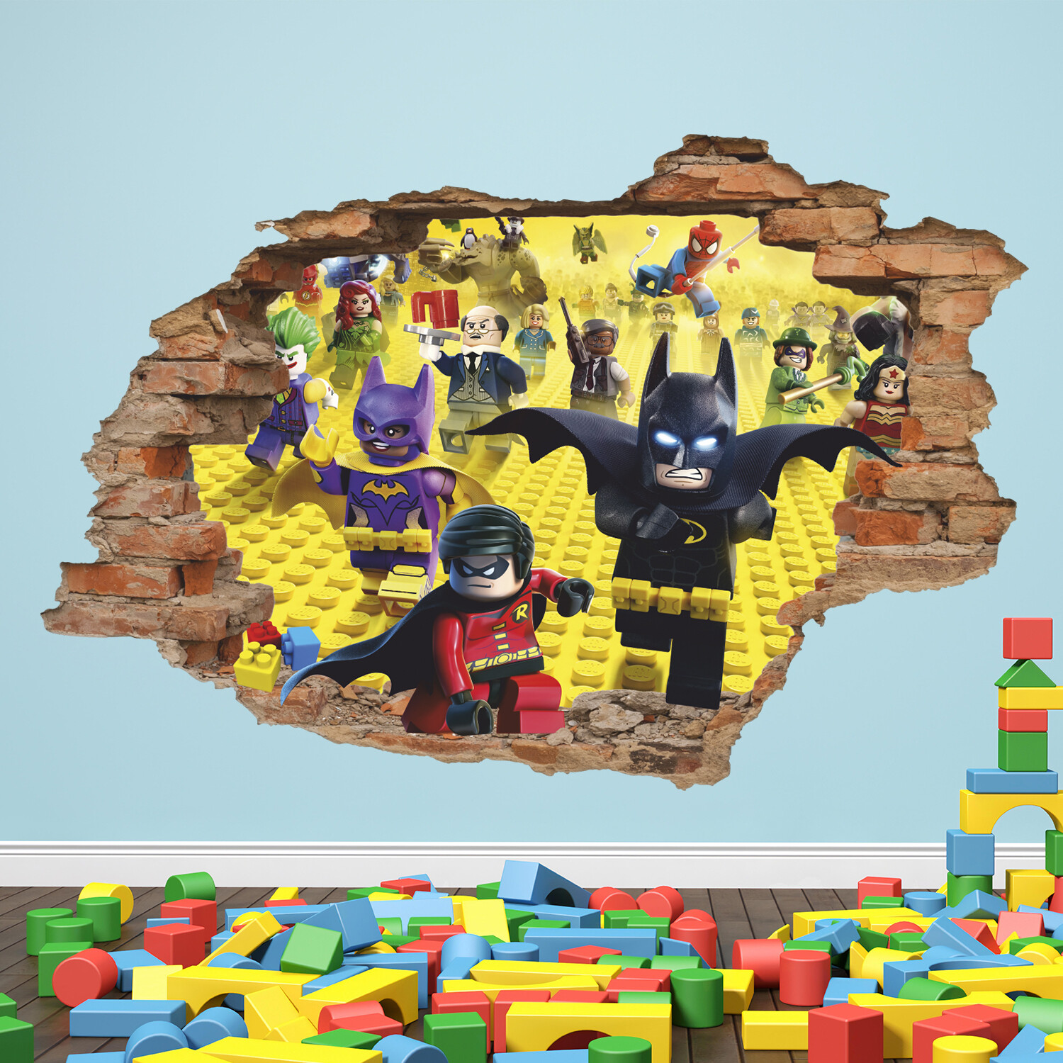 Construction Superheroes 3D Wall Decal, Toys Wall Sticker, Decor