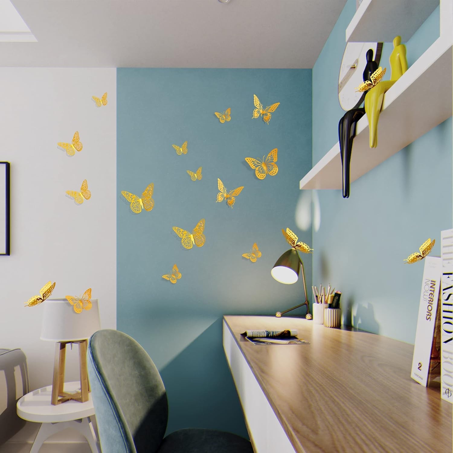 48PCS de decoración de pared de mariposas 3D, mariposa morada,4 estilos, 3 tamañ