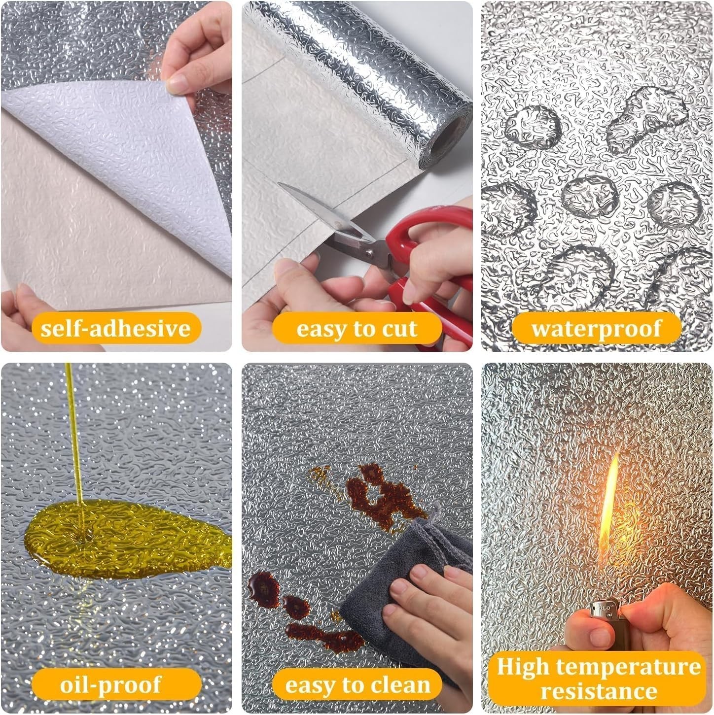 Papel adhesivo aluminio cocina protector contra aceite y agua 15.7×118 encimera