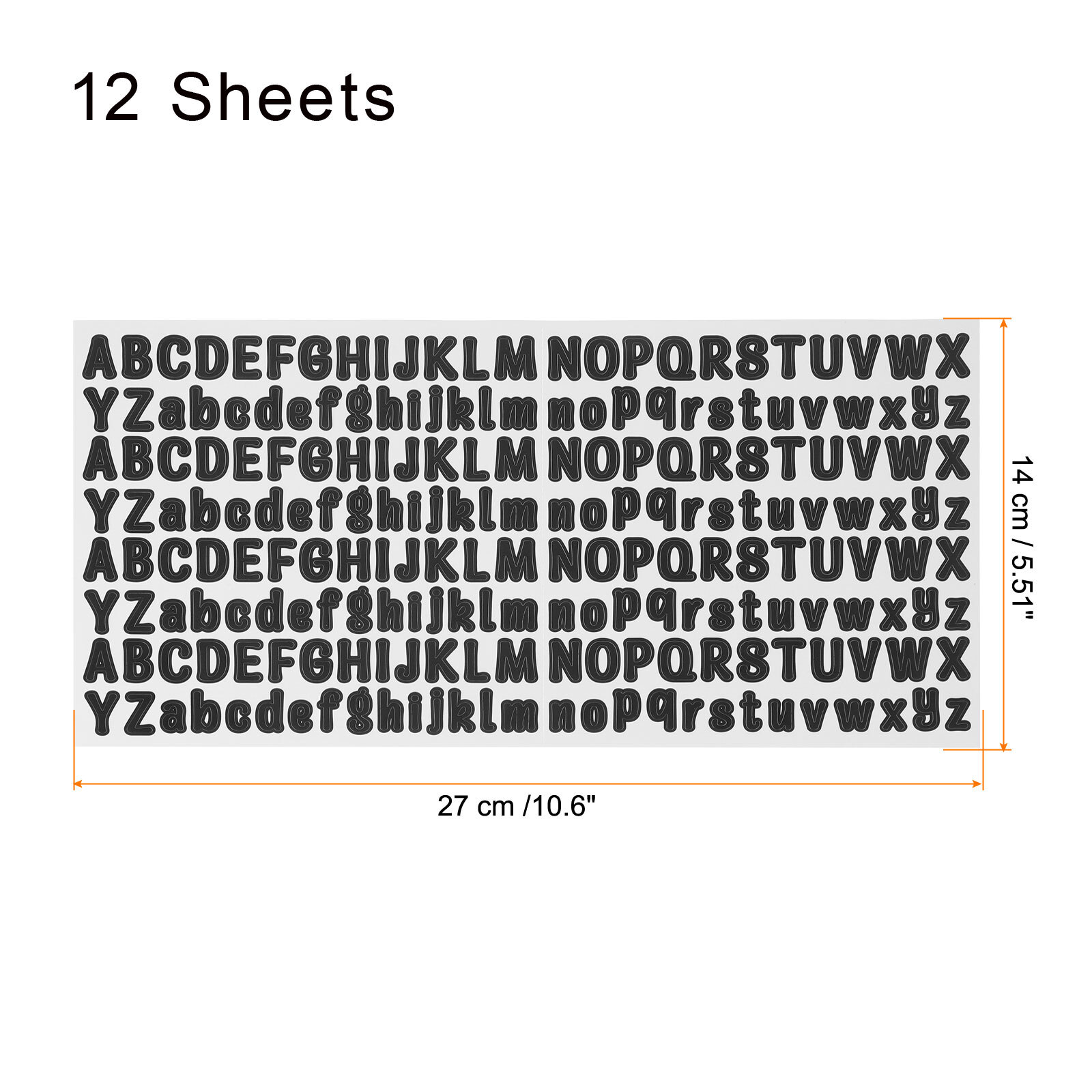 12 Sheets Letter Stickers, 2500Pcs 1/2″ Vinyl Letters, Black
