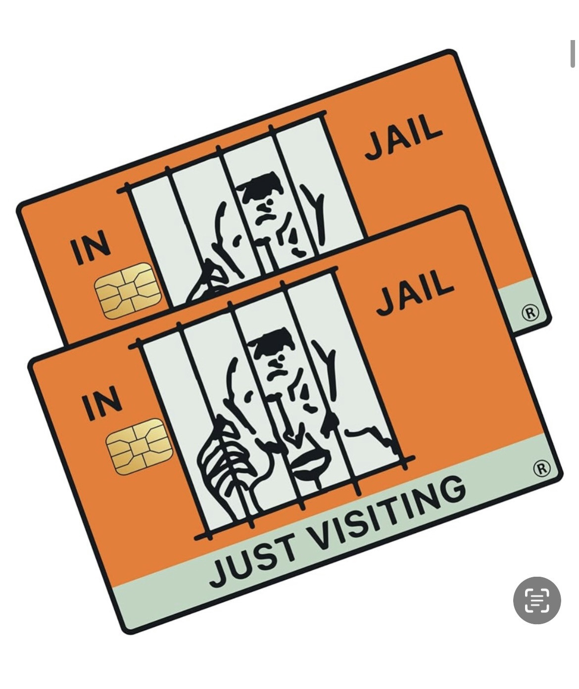 2 Monopoly IN JAIL JUST VISITING Credit / Debit Card Skin Stickers