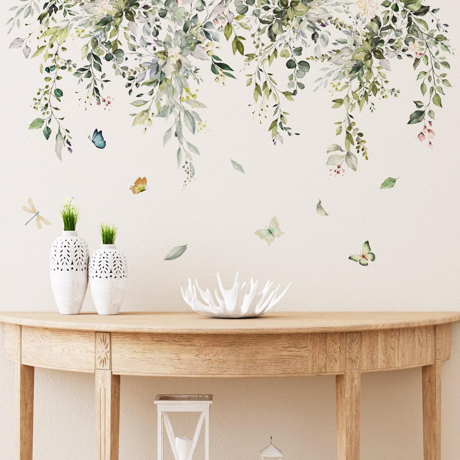 Runtoo Green Plant Leaves Wall Decals Hanging Vine Flower Leaf Wall Stickers …