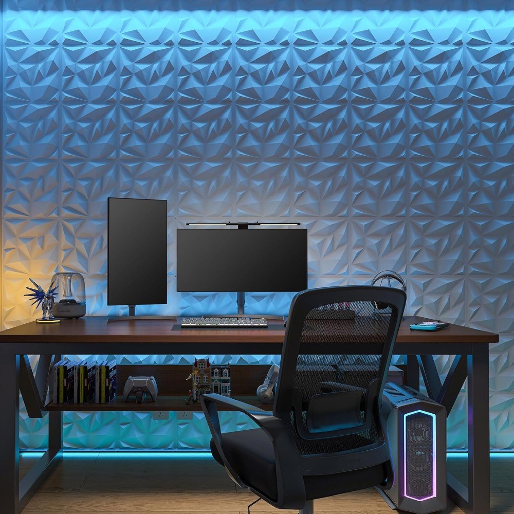 11.8″x11.8″ Decorative 3D Wall Panels Diamond PVC Interior Wall Décor 10/20 Pack