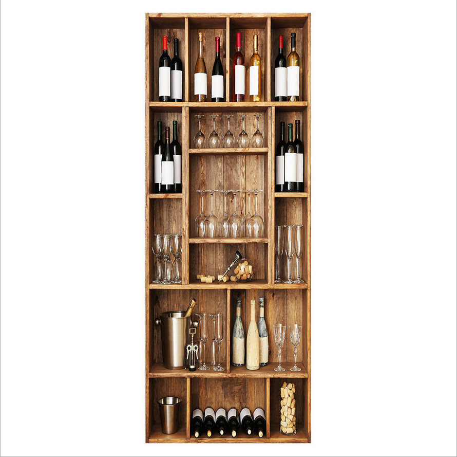 3D Self Adhesive Retro Wine Cooler Door Sticker Wall Mural Wallpaper Home Decor