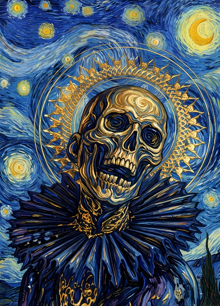 Darkness in Van Gogh’s Starry Night Door Wrap, 1-piece Laminated Sticker Mural