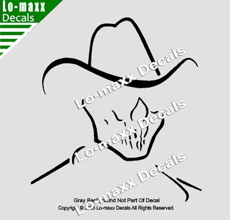 Cowboy Skull Biker Gothic Vinyl Decal Western Sticker for Truck Car Laptop