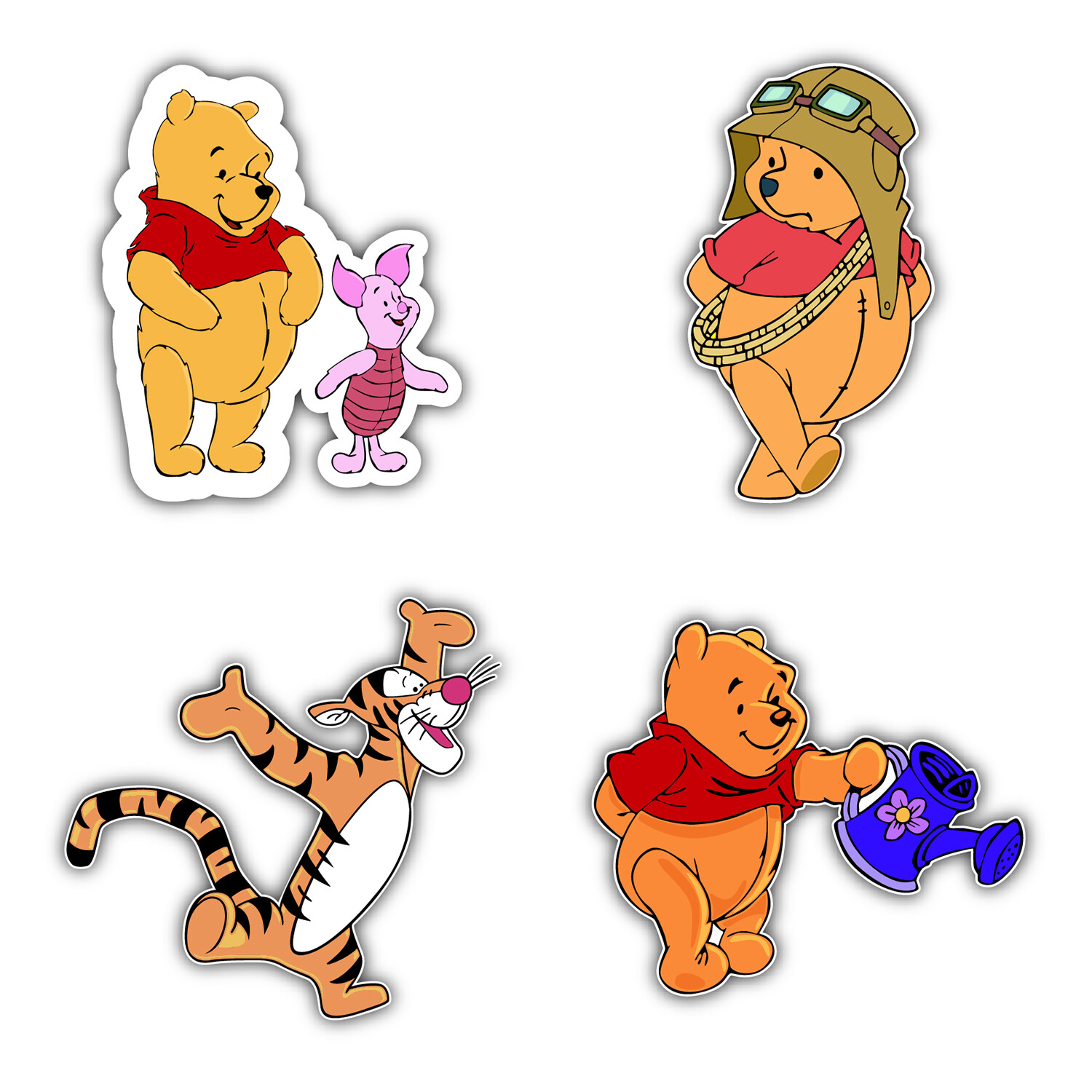 Winnie The Pooh Cartoon Set Of 4 Vinyl Sticker Decal – 5» longer side ID:3
