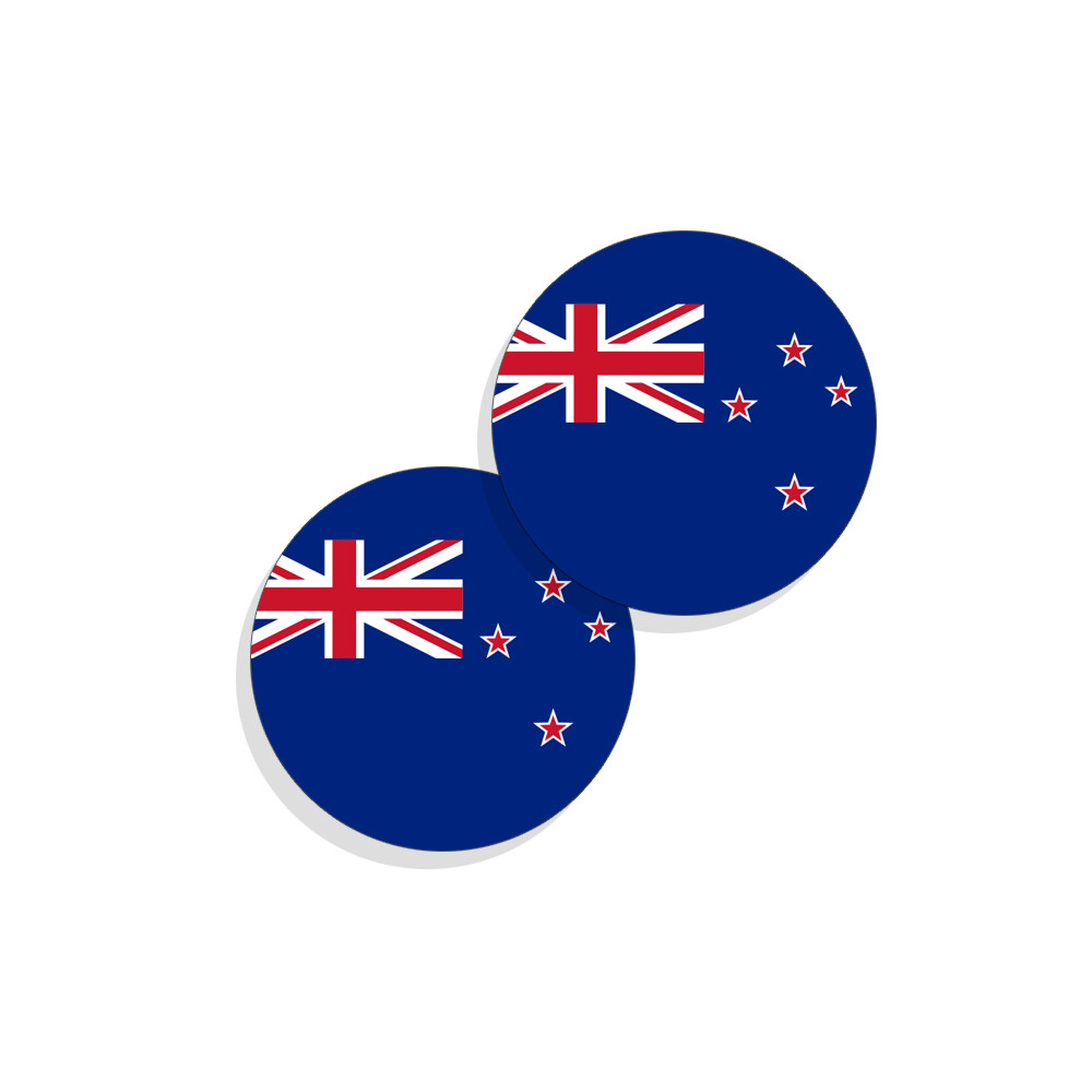 New Zealand Flag Stickers Flag Decals Vinyl Stickers Round Set of 4