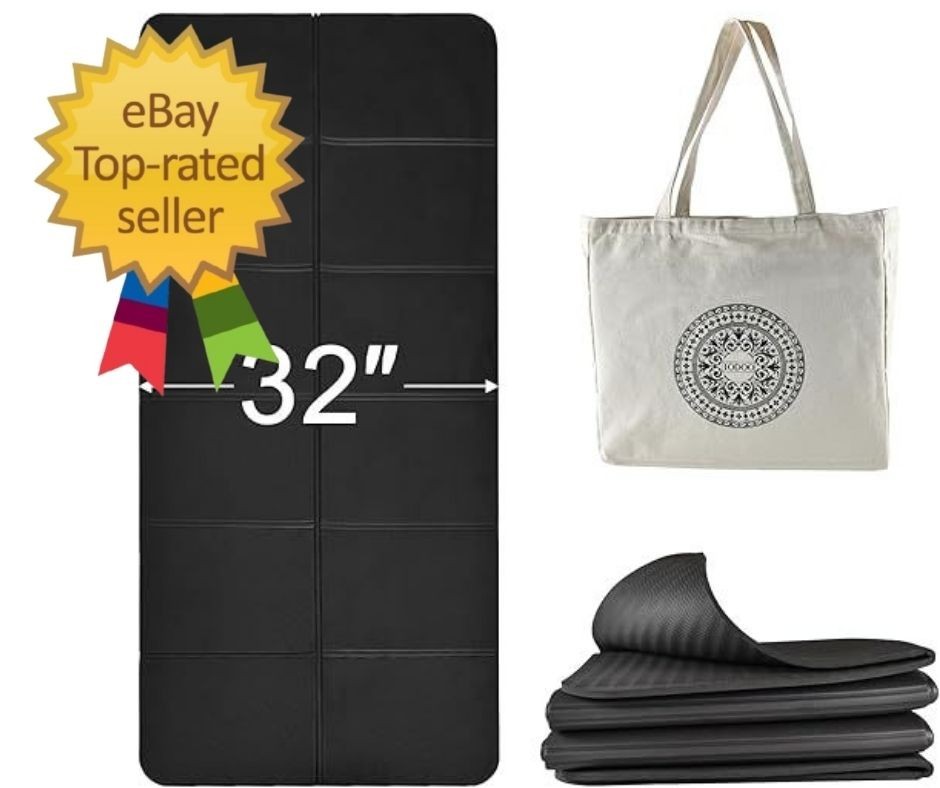 Foldable Yoga Mat 72″ L x 32″ W x 0.32 Inch Extra Thicked and Wided, Folding …
