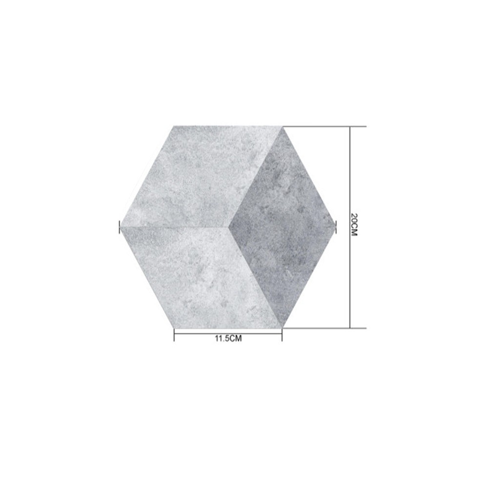 10 Pcs PVC Cement Style Anti Floor Stickers Hexagonal Shape Tiles