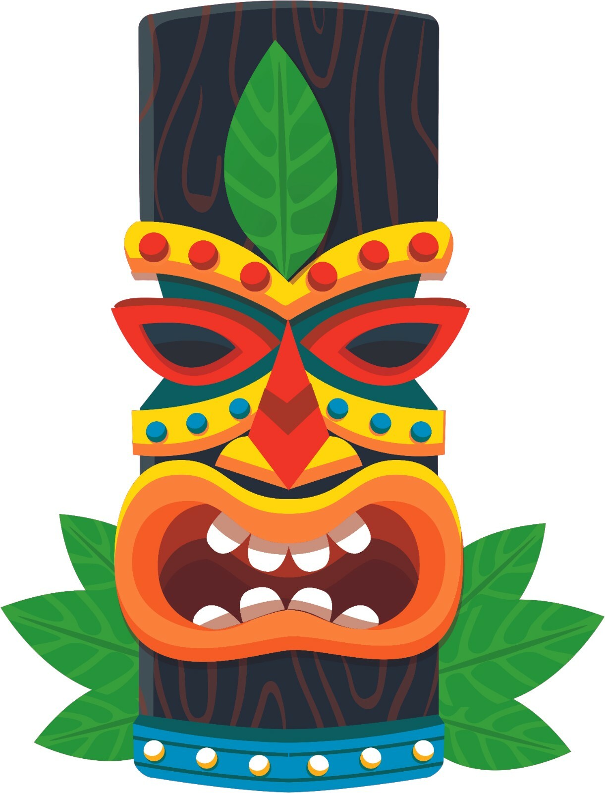 Vinyl Home Tiki Bar Sticker Totem Pole Multi-colored Carvings Wall Decal 20×26