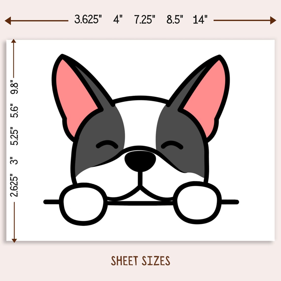 Peeking Boston Terrier Car Sticker Dog Head Vinyl Bumper Window Decal Waterproof