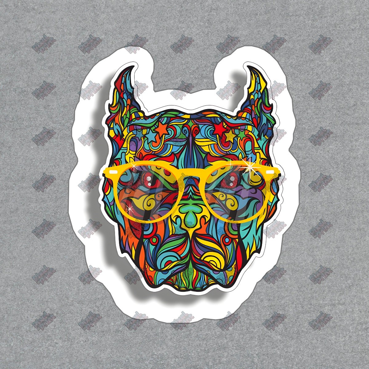 Colorful Dog Head Vinyl Sticker Artistic Dog Decal Unique Pet Lover #488068