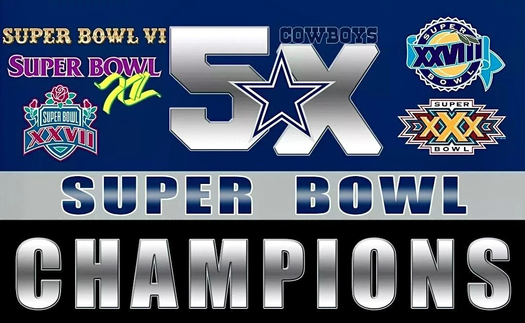 Dallas Cowboys 5X Super Bowl Champs Sticker *NEW* Measures 4″ x 3.5″