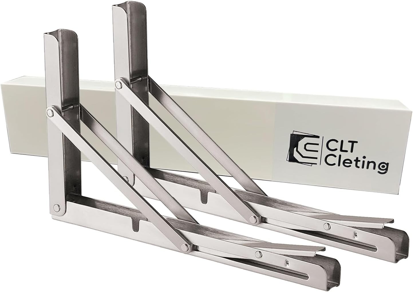 20» Folding Shelf Brackets Max. Load 550 Lb, Heavy Duty Stainless Steel DIY