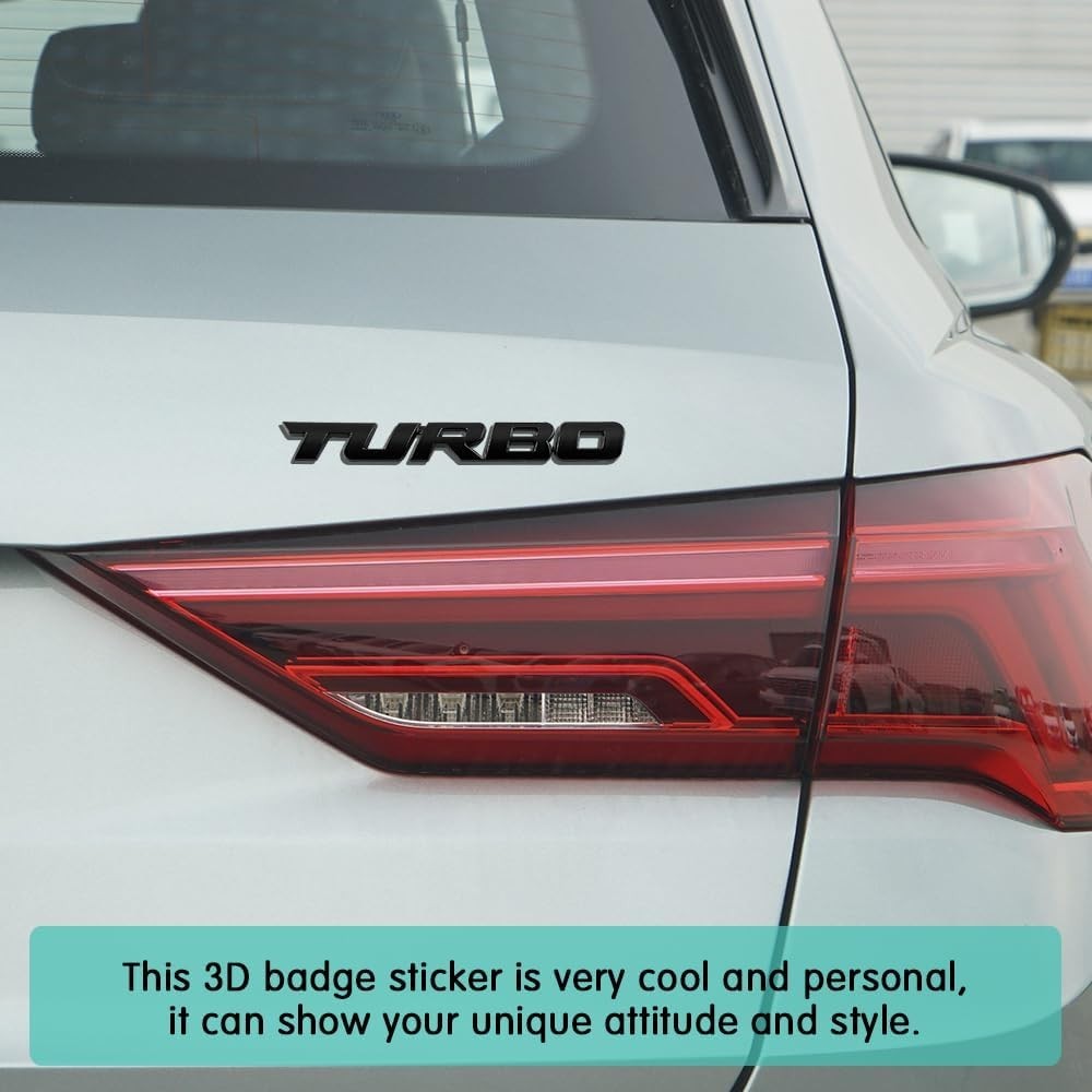 3D Metal Turbo Car Emblem – Durable Black Zinc Alloy Sticker, Easy Install
