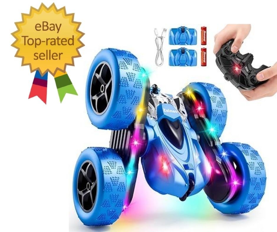 Remote Control Car, RC Cars Toys for Kids Ages 6-12, 4WD Stunt Car with LED Ligh