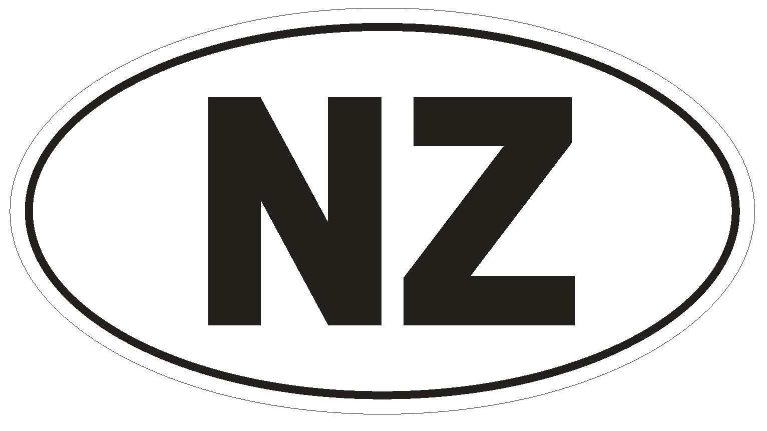 NZ New Zealand Country Code Oval Bumper Sticker or Helmet Sticker D960 Aotearoa