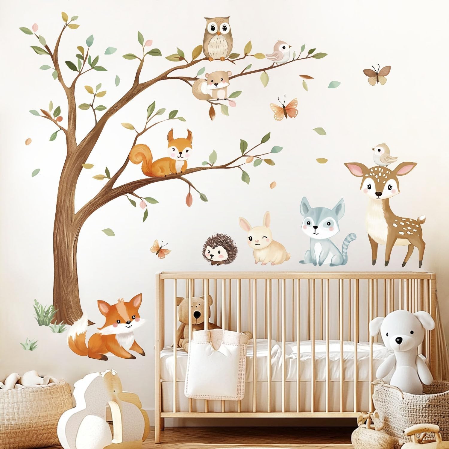 Woodland Animals Wall Stickers Forest Tree Decal Kids Nursery Bedroom Decor