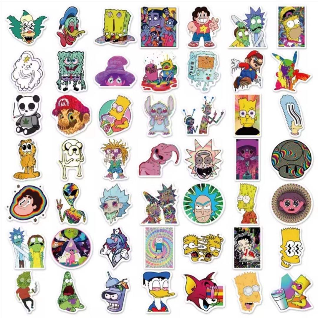 10 PCS Trippy Hippie Pot Cartoon Characters Stickers BRAND NEW