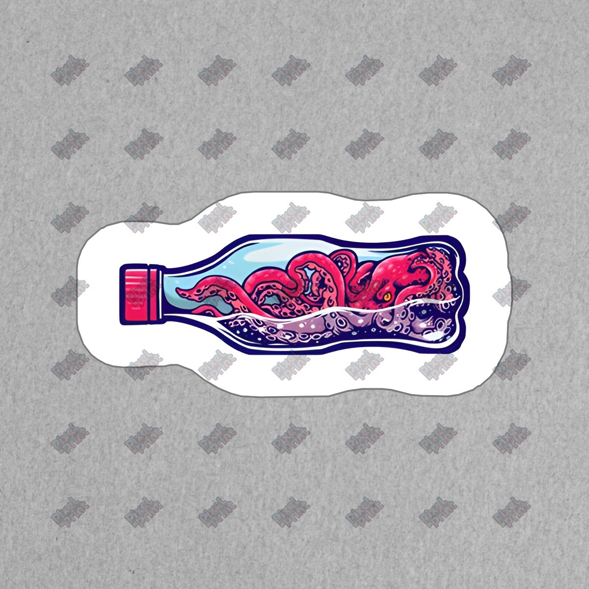 Colorful Octopus in Bottle Vinyl Sticker Unique Ocean Decor Perfect #174916