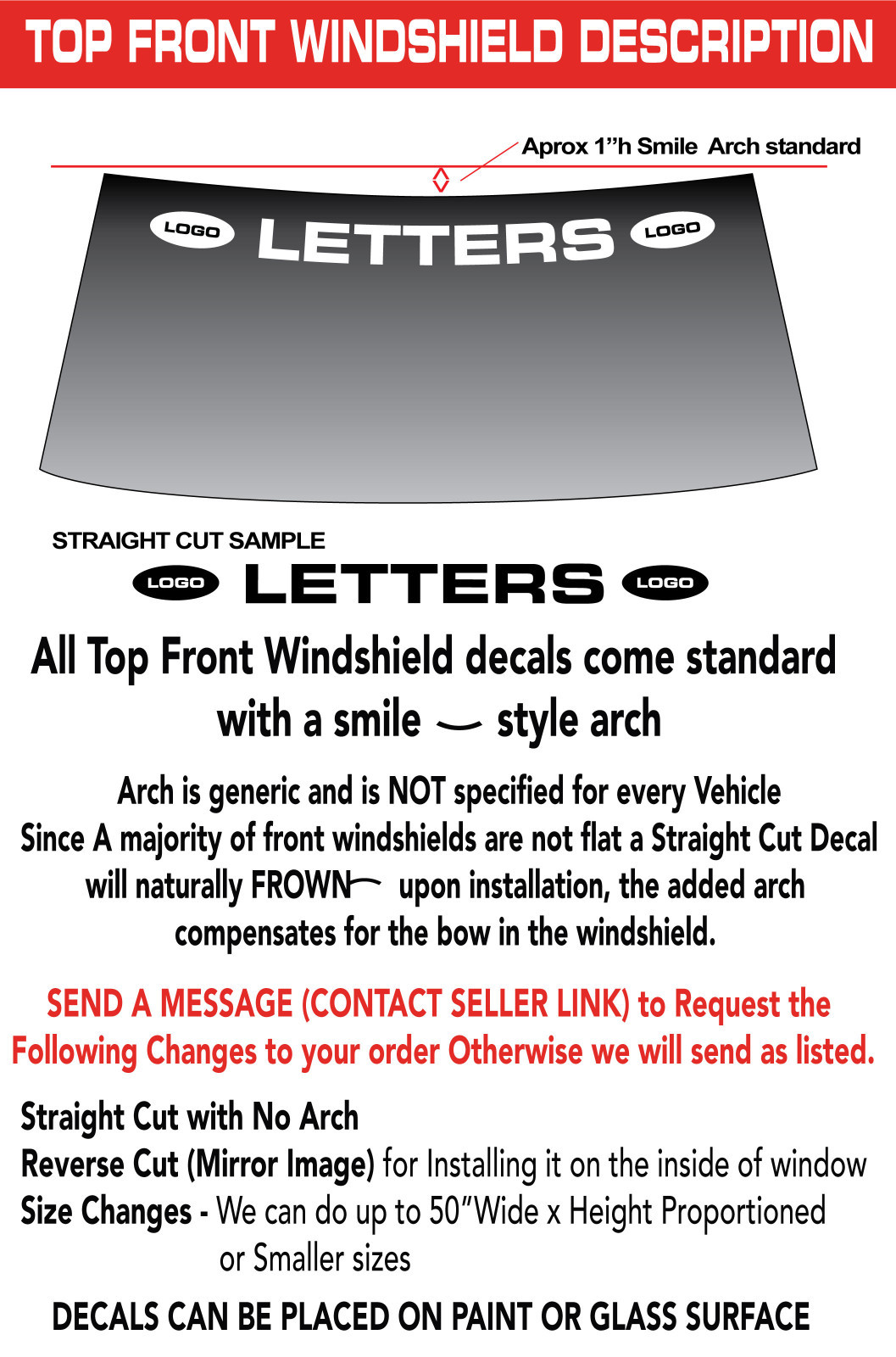 F150 STRIPE WINDSHIELD DECAL STICKER 50″w x 4″ ANY 1 COLOR
