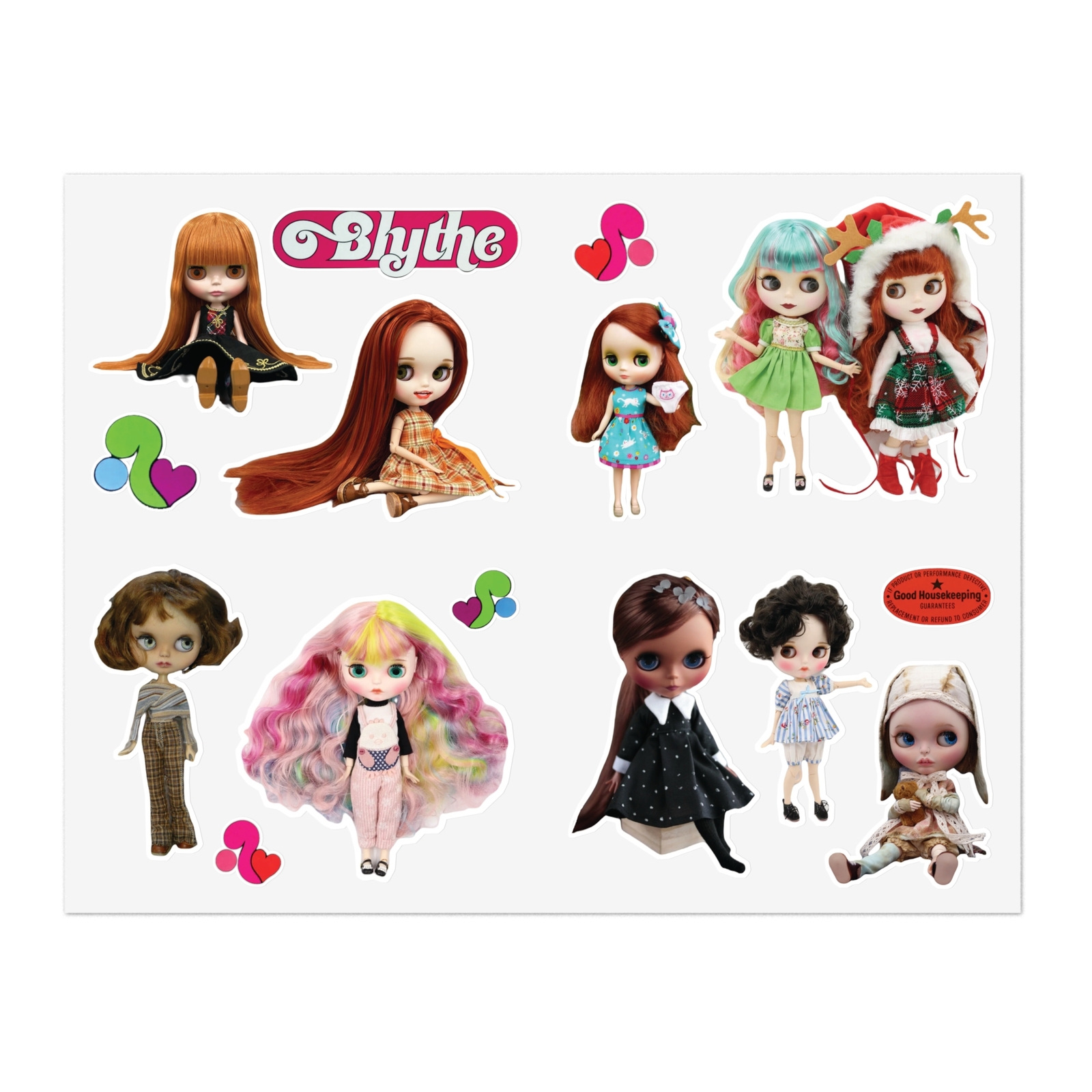 Blythe Doll Sticker Sheet Vintage & Modern Dolls Vinyl Decoration Decals Gifts
