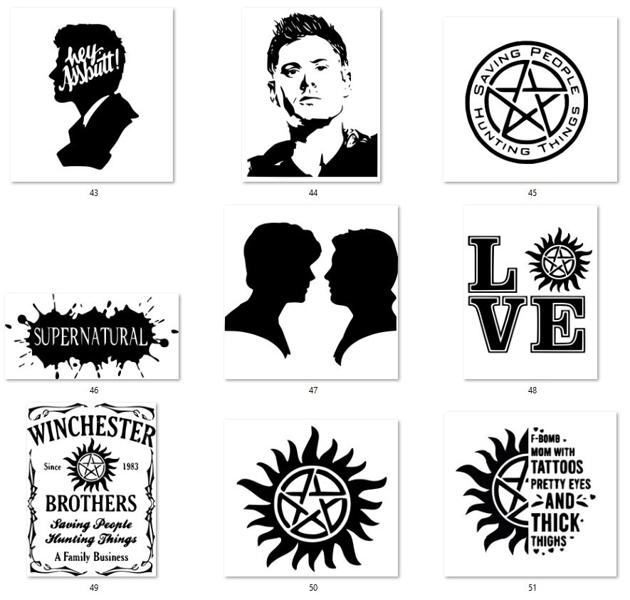 Supernatural Theme Decals 5″