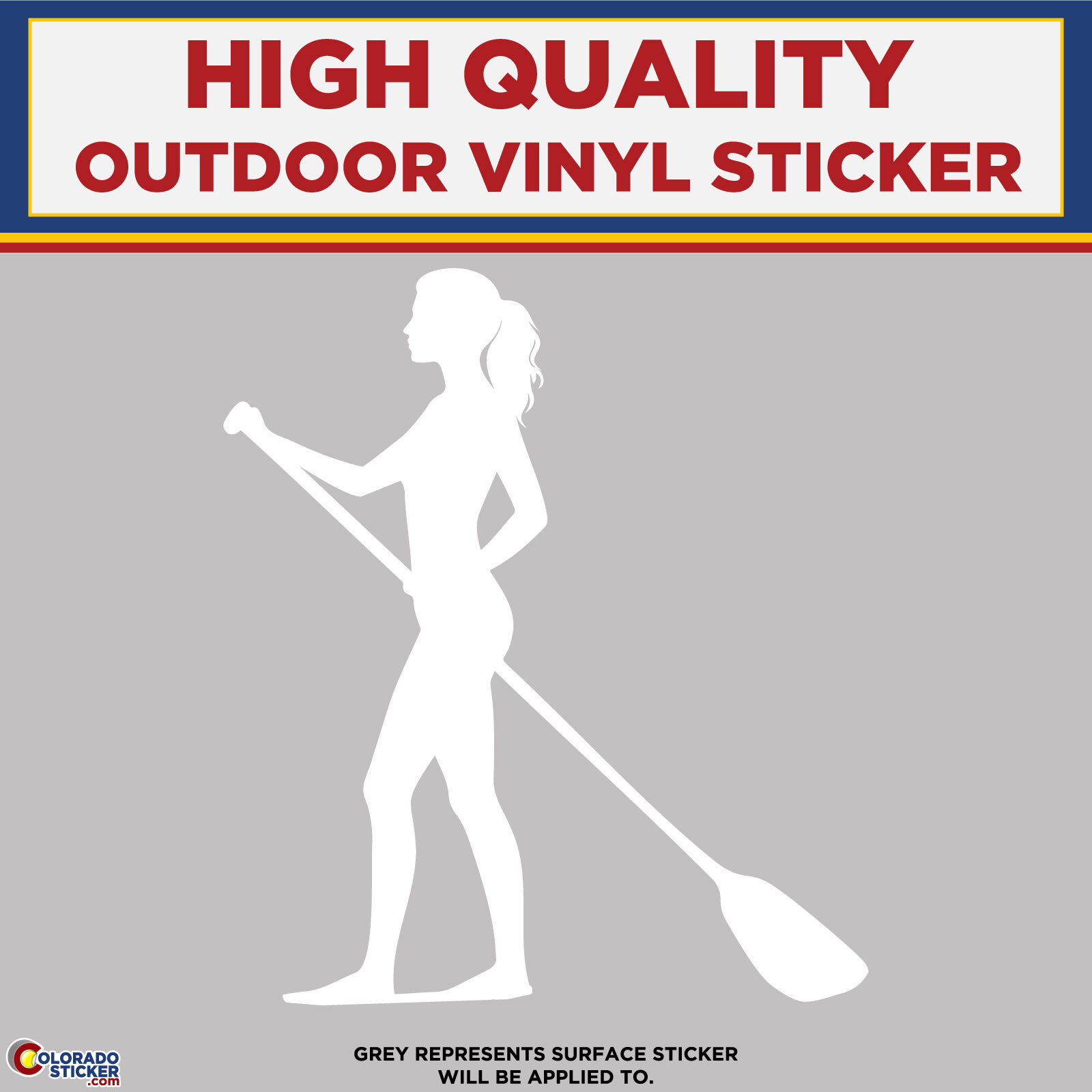 Woman On Paddleboard Die Cut, High Quality Vinyl Stickers