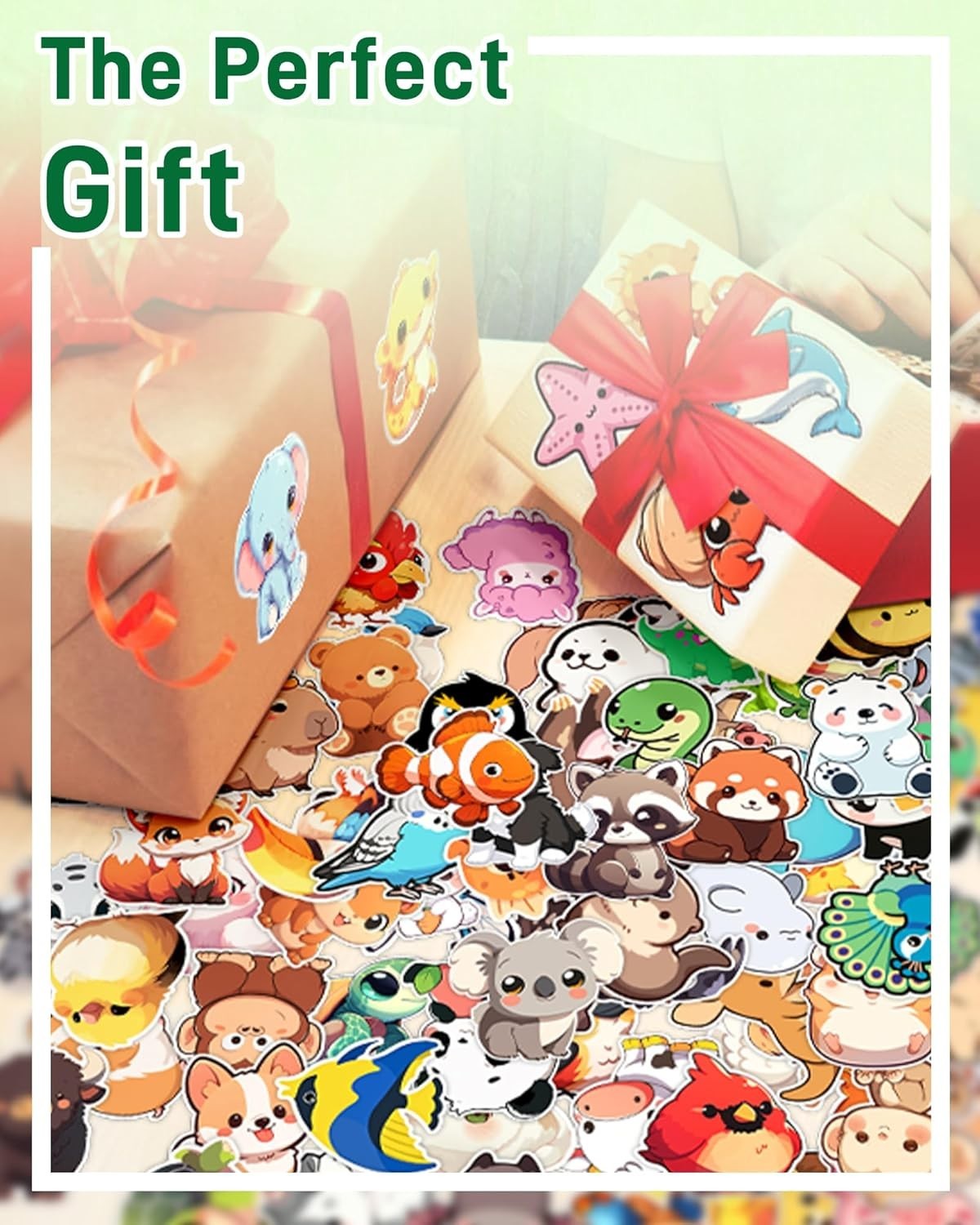 100 Pcs Cute Cartoon Animal Stickers Pack for Teens Adults Kids | Waterproof …