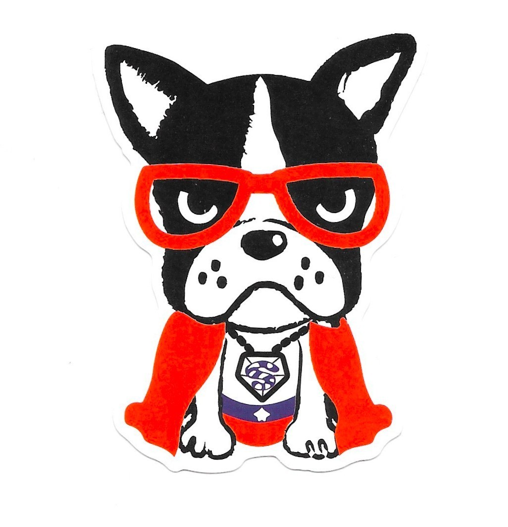 Superhero French Bulldog Vinyl Sticker Funny Boston Terrier Dog Cape Decal Gift