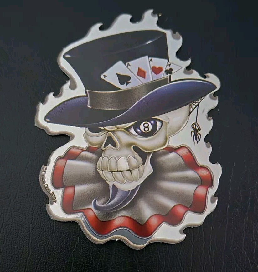 Platinum City 2007 Vending Machine Top Hat Skull 8 Ball #1 Sticker