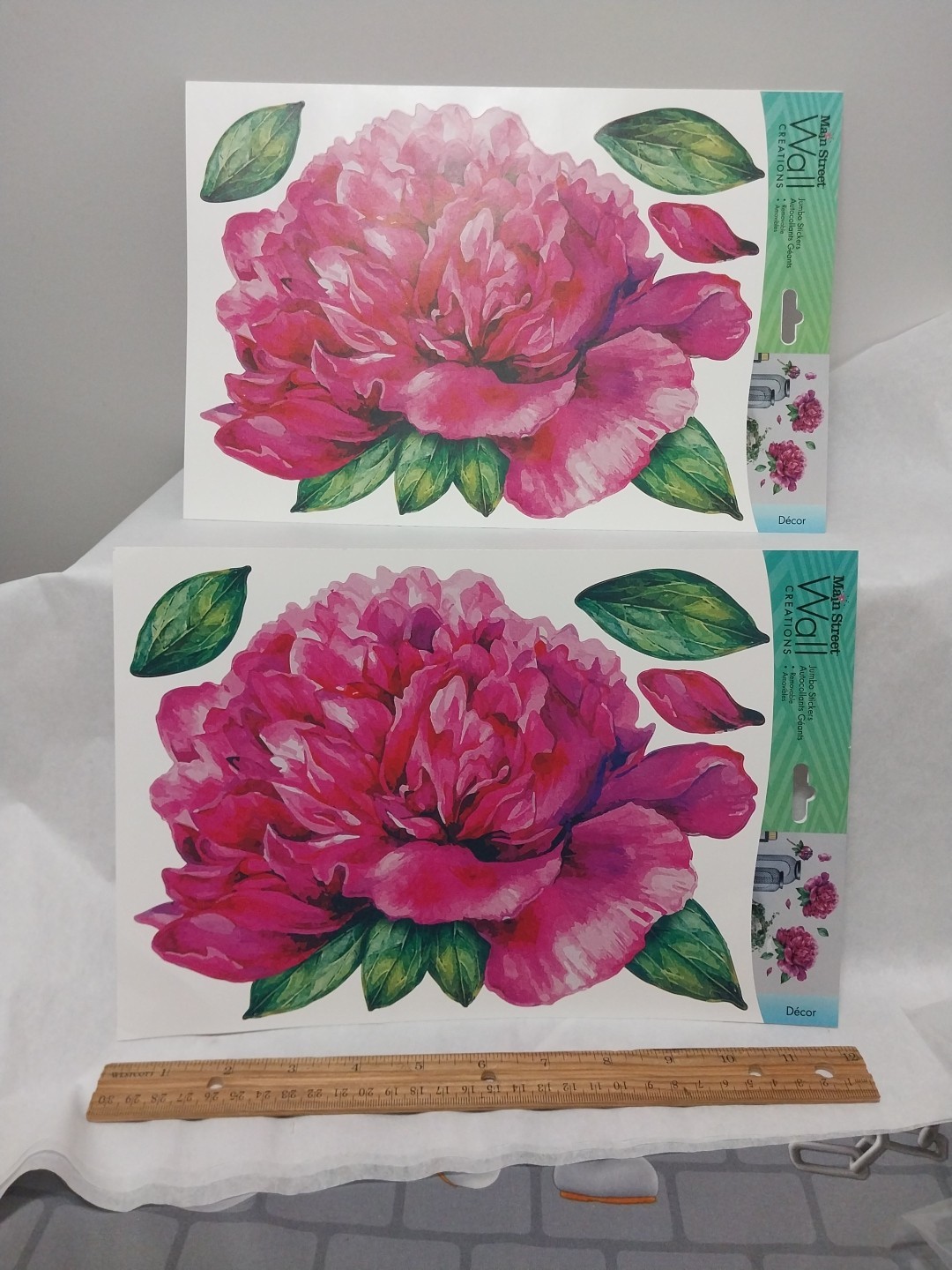 FUSCHIA PEONIES Flowers wall stickers 18 decals garden decor Removable 2 Sheets