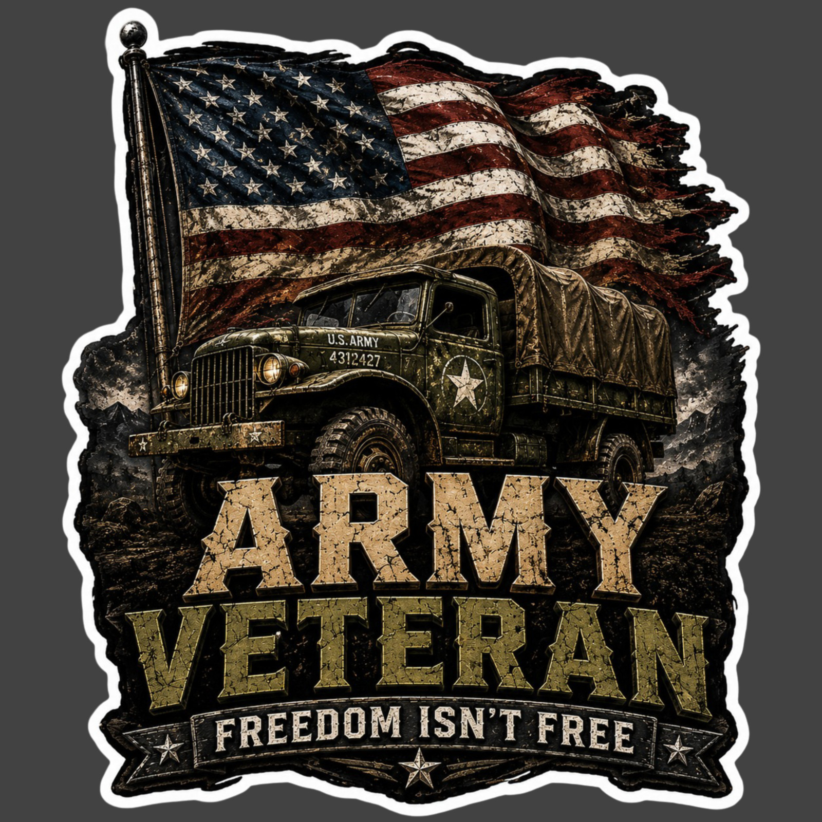 Army Veteran Sticker Vinyl Decal Freedom Isn’t Free Military Truck Patriotic