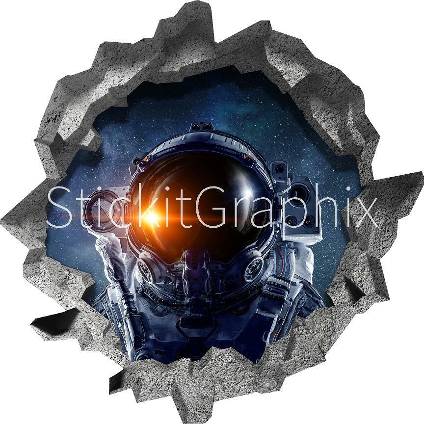 Hole in the Wall ASTRONAUT IN SPACE #1 3D Wall Decal Vinyl Wall Sticker Graphic