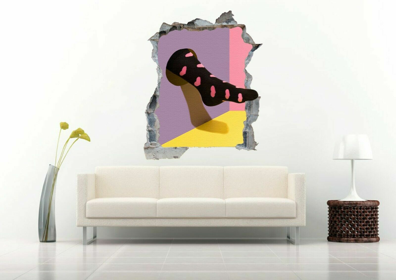 Sock with Hearts Abstract 3D Wall Removable Decal Vinyl Sticker Mural Art Decor