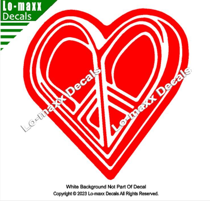 Peace And Love Sign Heart Art Unique Custom Graphic Design Die Cut Vinyl Decal