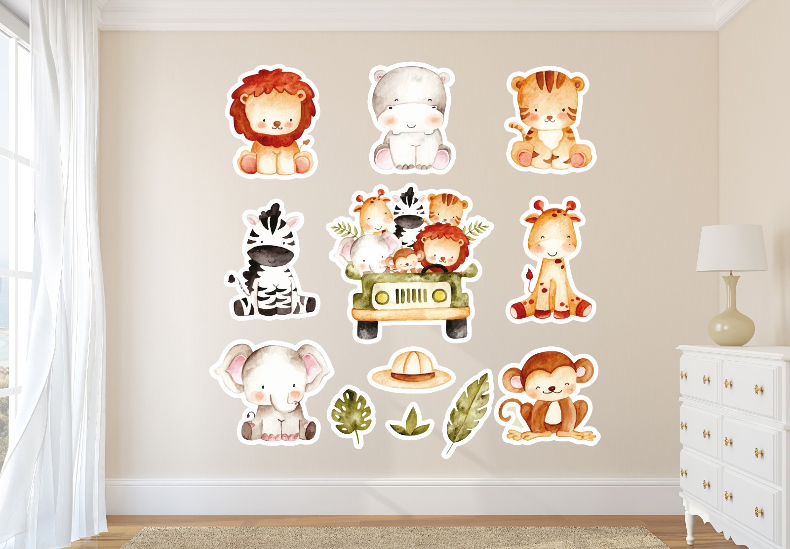 Safari Jungle Animals Wall Decals Nursery Kids Peel Stick Vinyl Decor M-105