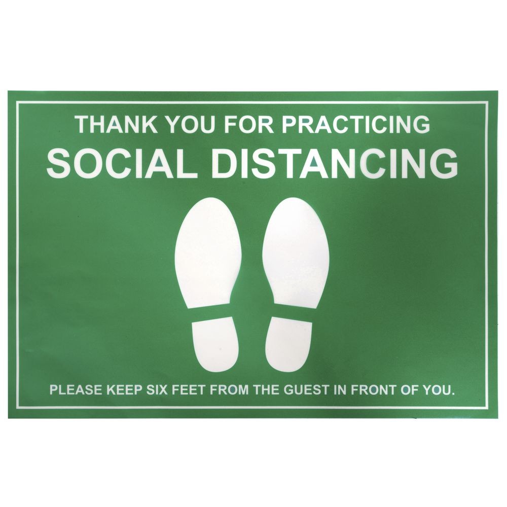 HUBERT Social Distancing Marking Floor Decal 12 x 18 Gr